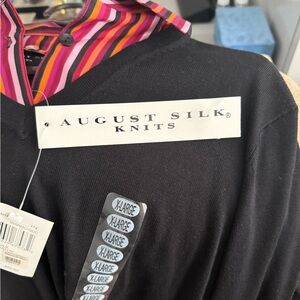 August Silk Knits Black V Neck Top